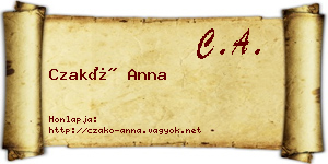 Czakó Anna névjegykártya